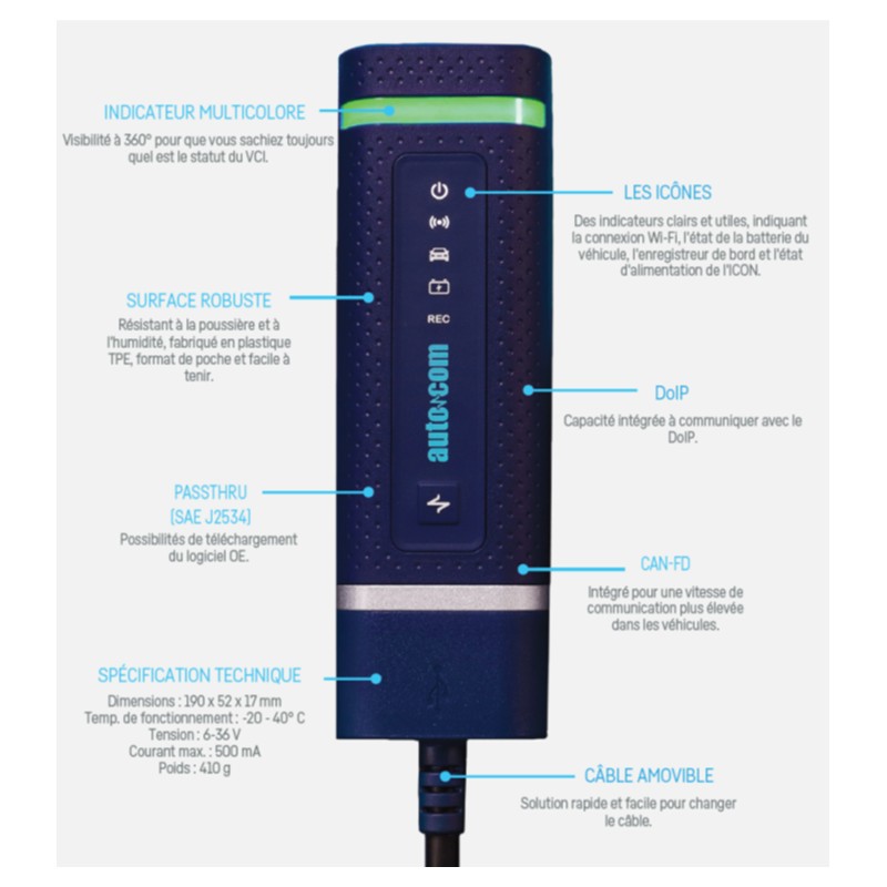 Outil et logiciel de diagnostic Autocom Icon 3 en 1 VL, VUL & PL avec ...