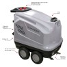 Nettoyeur HP Eau chaude 5.5kW 200bars 900l/h - Schneider 380V 10M