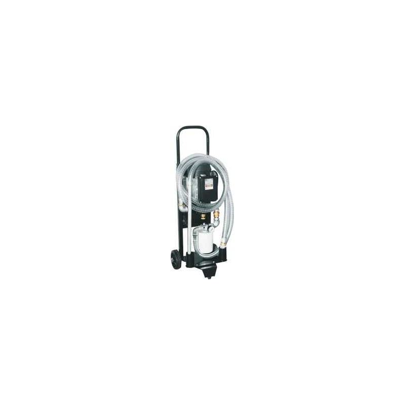 Pompe à huile électrique à palette 230V avec filtre et tuyaux sur chariot mobile