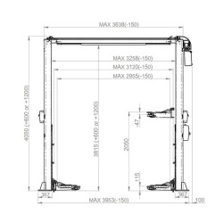 Pont 2 colonnes Beta45 dimensions face