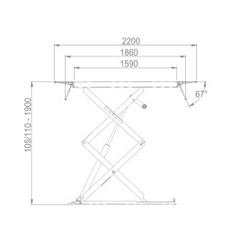 Pont élévateur ciseaux doubles extensions haut 3.6 t posé