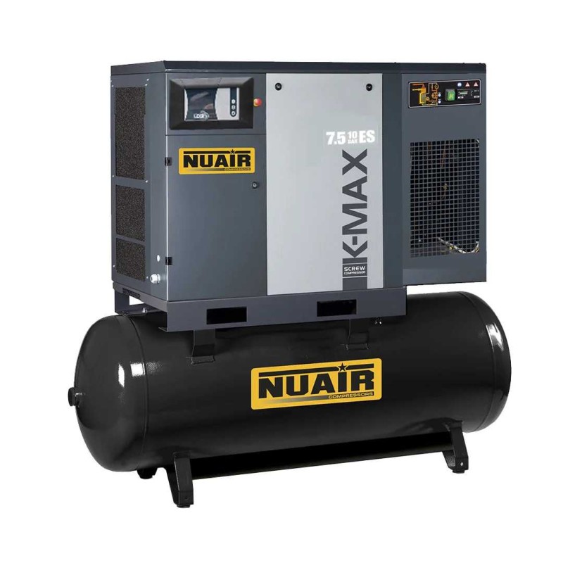 Compresseur à Vis 7,5 kW Nuair K-MAX 10CV-10B-500L ES avec Sécheur | ConsoGarage