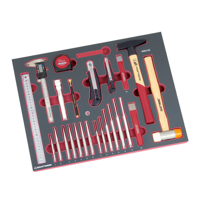 Jeu d'outils de frappe, de coupe et de mesure EVA - Coquilles et outils pour tiroirs de servantes par Consogarage
